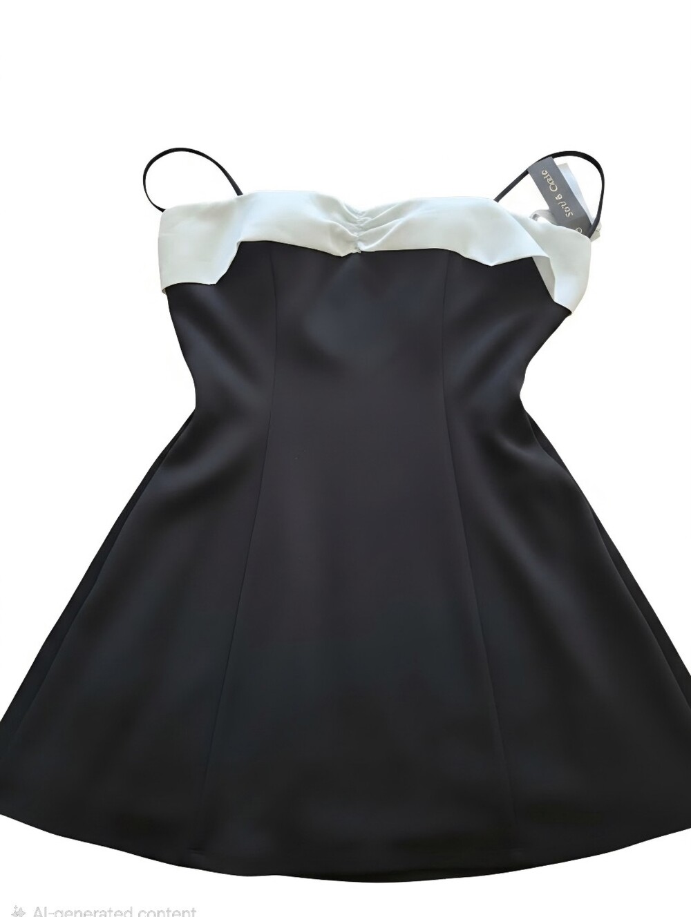 SENI & CADE
Juniors' Contrast-Trim Scuba Crepe Black and White Twist- Mini Dress